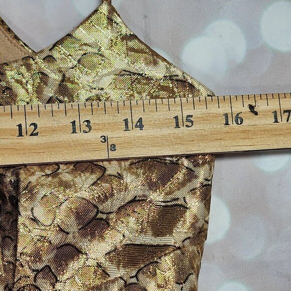 Tracy Reese Vintage Silk and Gold Metallic Snakeskin Dress, Women's 8 - Picture 6 of 7